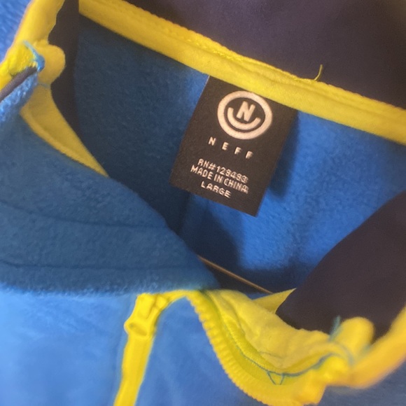 Large NEFF blue and neon green fuzzy jacket. - Picture 5 of 5